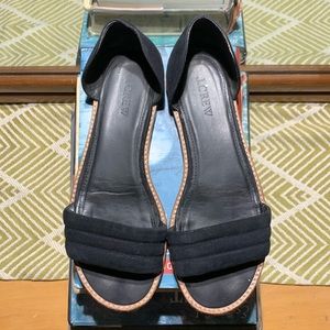 J. Crew Black D’Orsay Suede Flat Slide Sandals Size 7